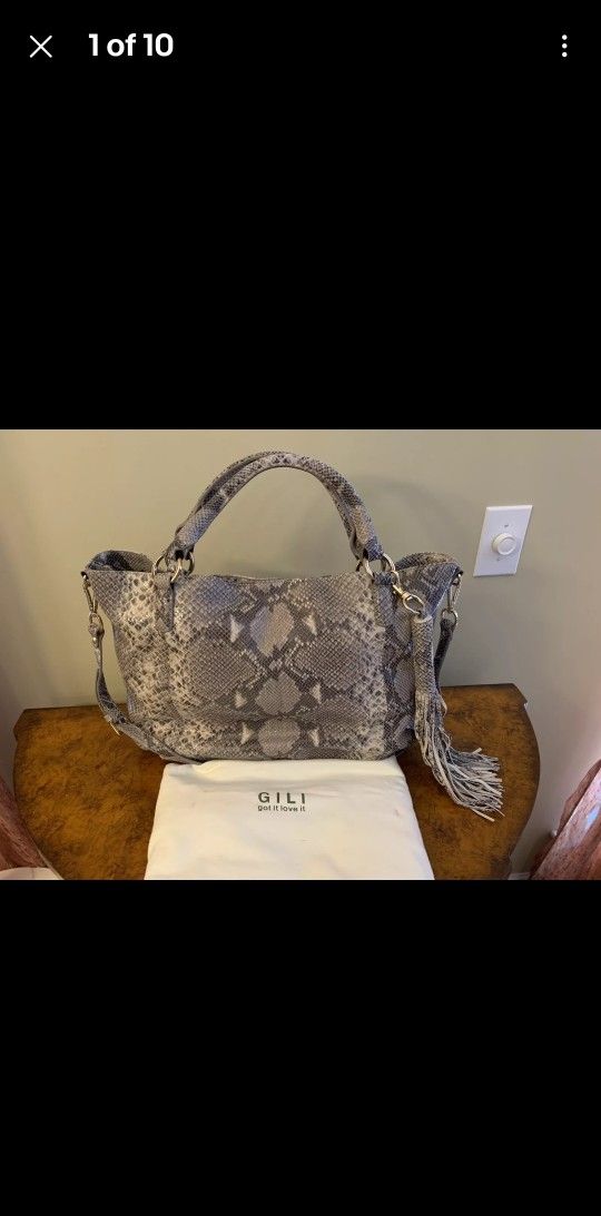G.I.L.I. Leather Python Print Bag