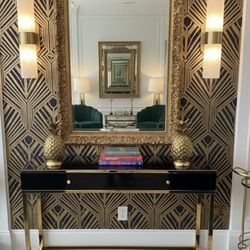 Large Vintage Ornate Gold Wood Mirror | 1970s Hollywood Regency Style