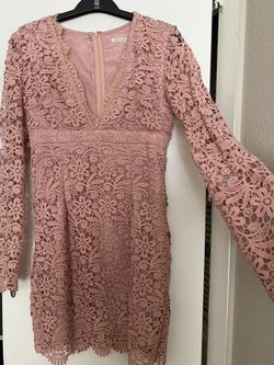 Lace Pink Long Sleeve Dress By Mustard Seed