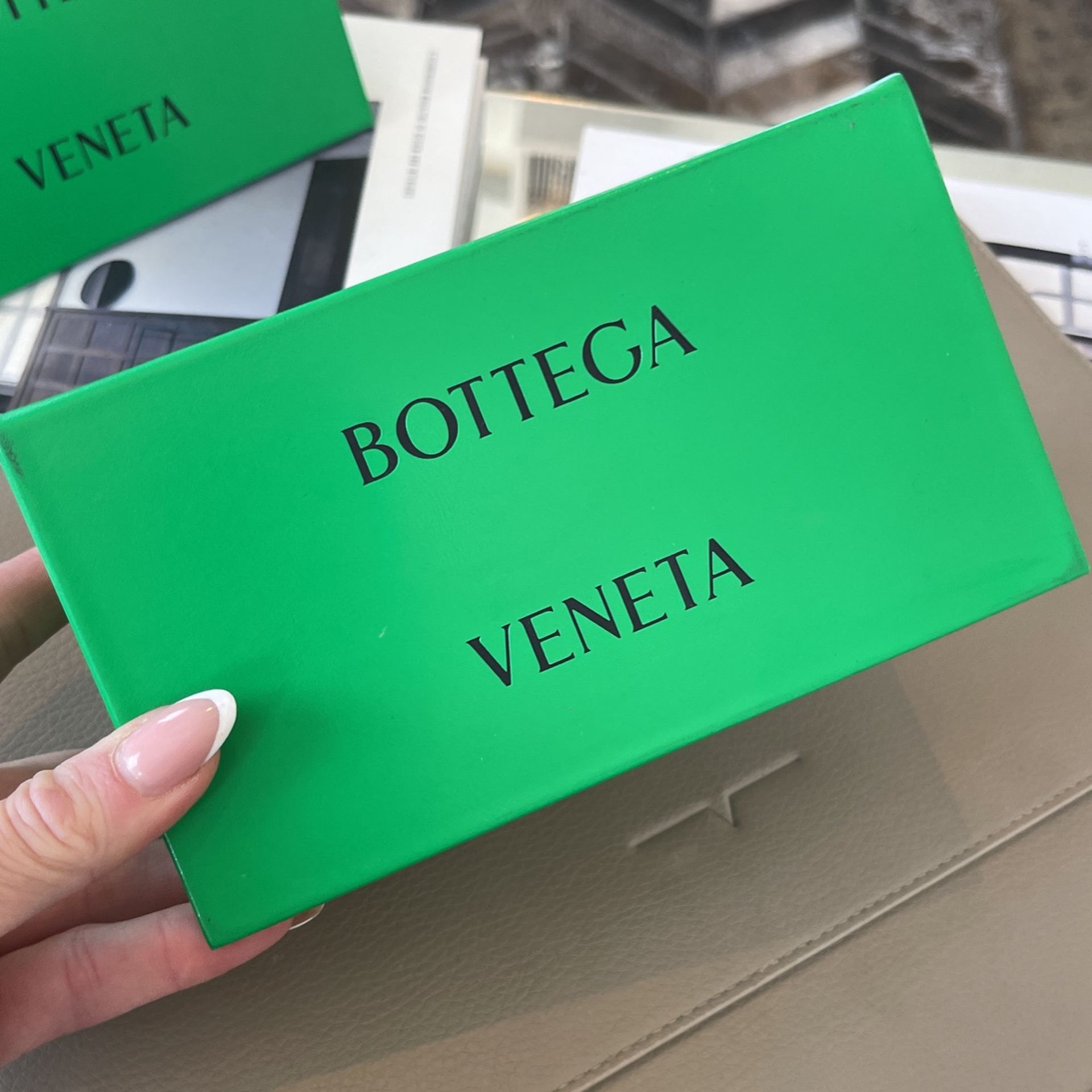 Bottega Veneta Green Sunglasses Case Bottega Veneta BV1144S transparent green cat eye... | Depop main image 4