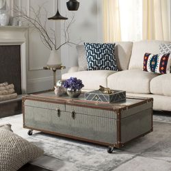 Salaries Zoe Modern Animal Print Storage Coffee Table with Wine Rack