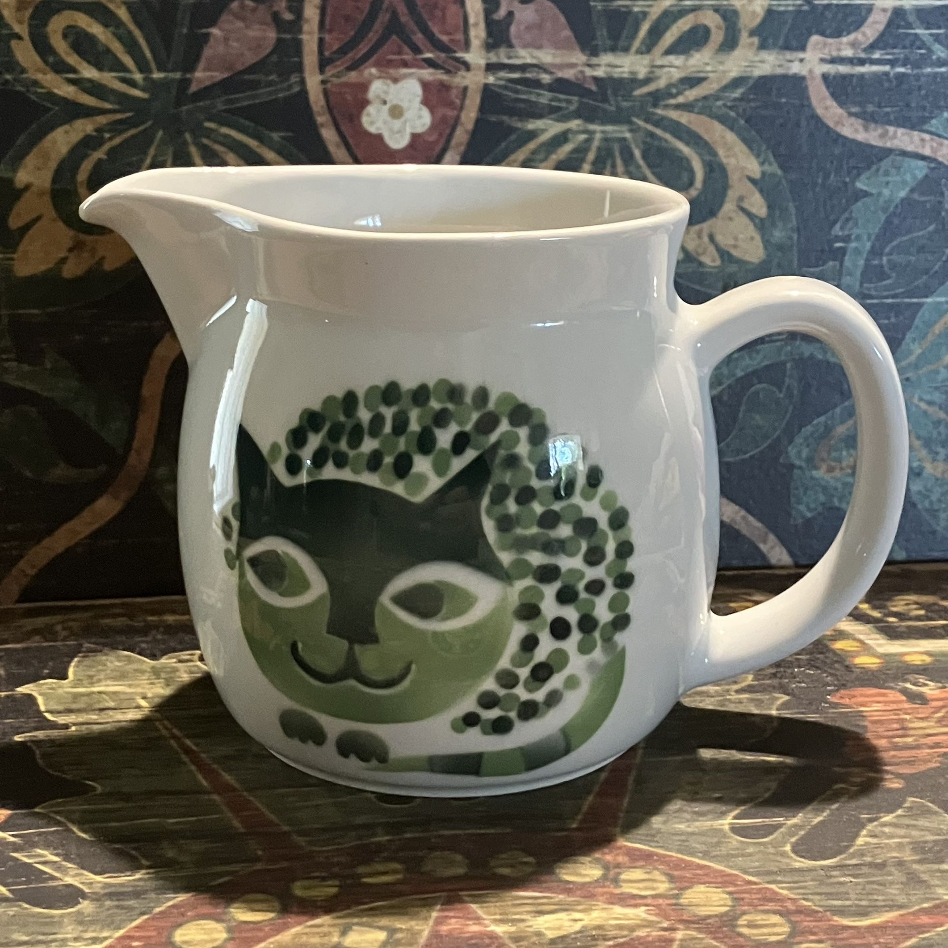 Vintage Finland Arabia Cat Pitcher Glazed Ceramic