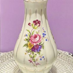 Vase - Vintage White Porcelain with FLORAL  Design