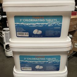 2 Buckets of 22lb 3” Swimming Pool Chlorinating Tablets Chlorine Tablets Tabs