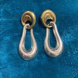 Ater Silver Earrings With Gold Accent 
