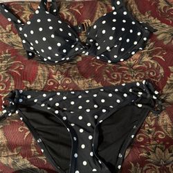 Black With White Polka dot Bikini