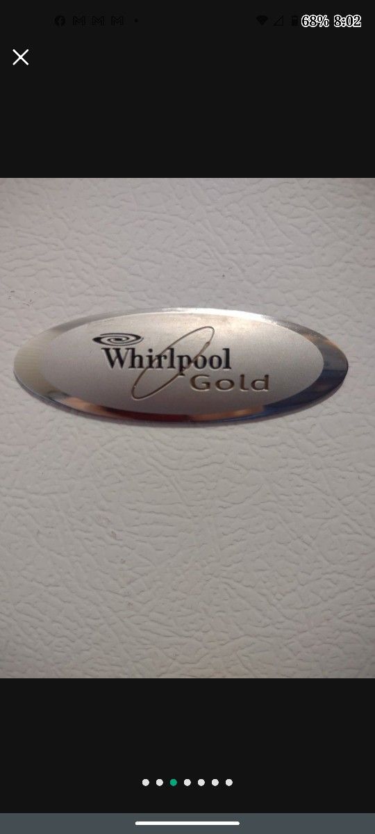 Great Garage Refrigerator, fullsize
 white side by side Whirlpool Gold. Ice and water on door