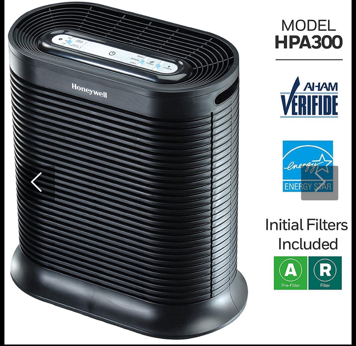 Honeywell True HEPA Air Purifier Allergen Plus Series For Extra Large Rooms - Black, HPA300