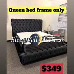 Queen Size Bed Frame With Pillow Top Mattress Included 