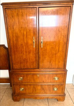 Drexel armoire wardrobe and headboard head board and nightstand end table bed room set