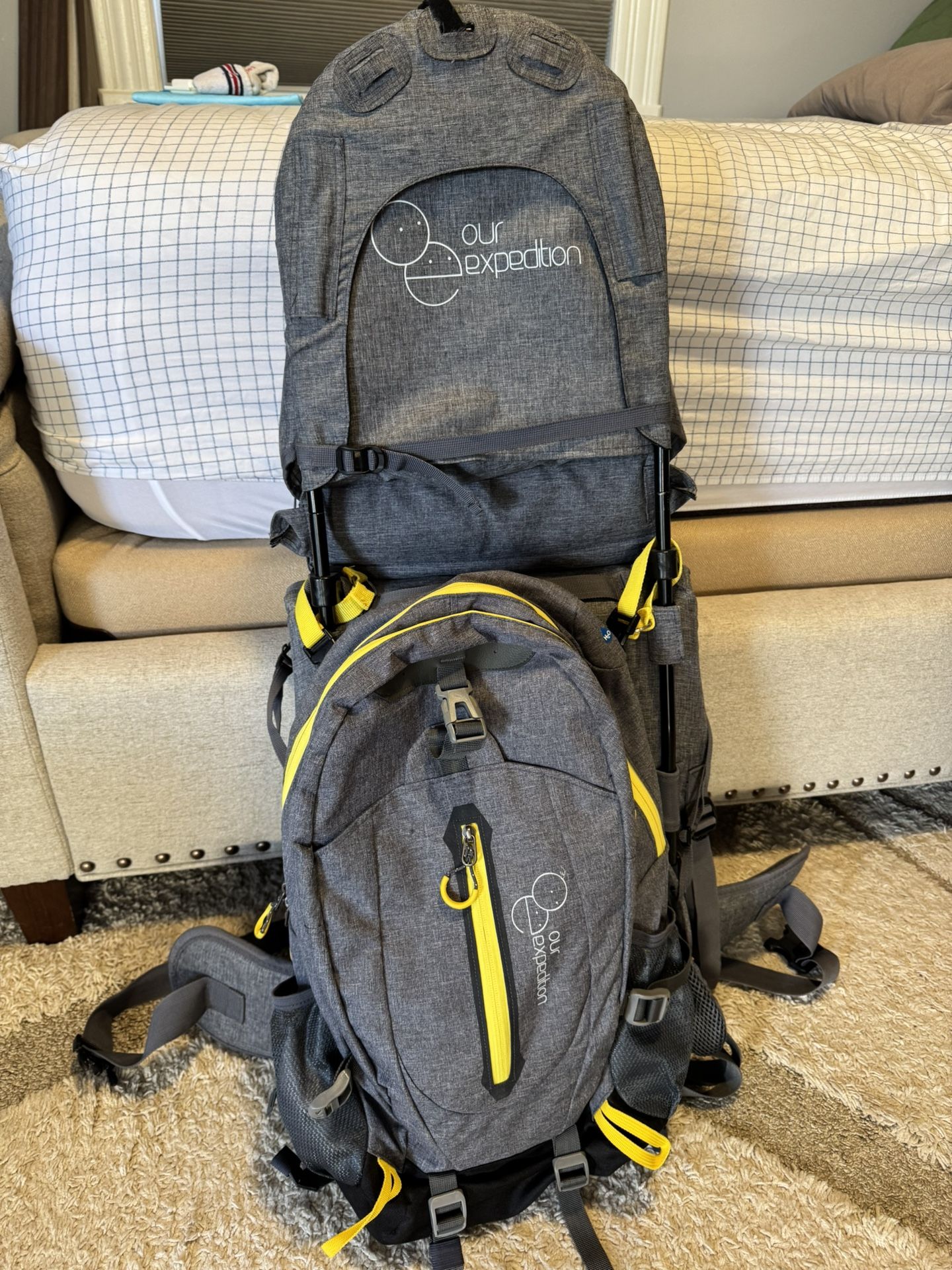 OE Shoulder Hiking Carrier For Toddler And Child With Sunshade And Detachable Backpack