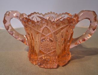Depression Glass Pink Crystal Sugar Bowl - 1930's