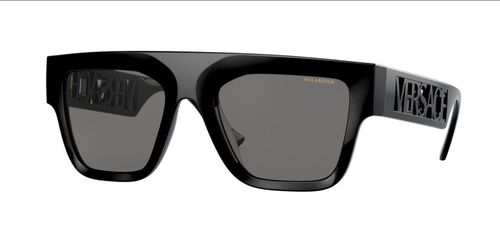 VERSACE  Black Dark Grey Polarized 53 mm Men's Sunglasses