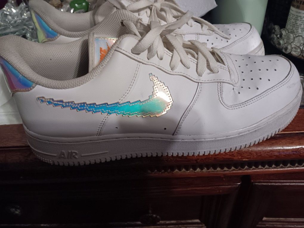 NIKE Air Force 1 Low 'Iridescent Pixel Swoosh' Sneakers Size 11 Authentic 