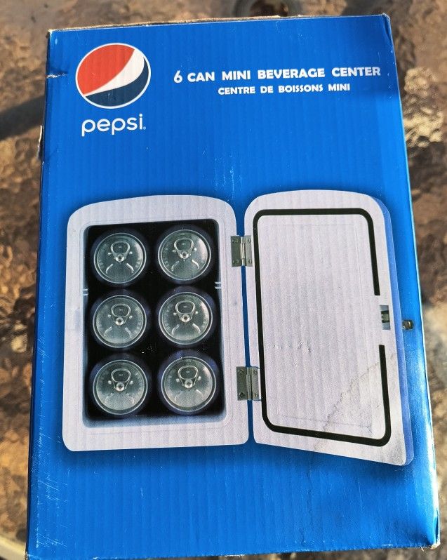 Pepsi NEW Mini Fridge Cooler House Car Adapter Blue Six Cans