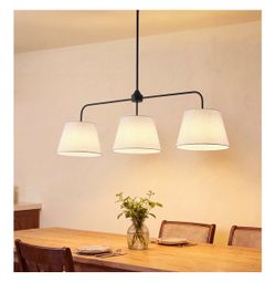 3-light Linear Chandeliers for Dining Room 40.75in, Black Kitchen Island Fixture