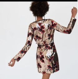 NWT Zara Trafaluc Sequin Wrap Dress Size XS