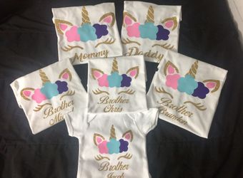 Unicorn birthday shirts personalized / camisas personalizadas playeras para cumpleaños