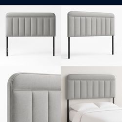 King / California King Light Gray Upholstered Headboard – Brand New