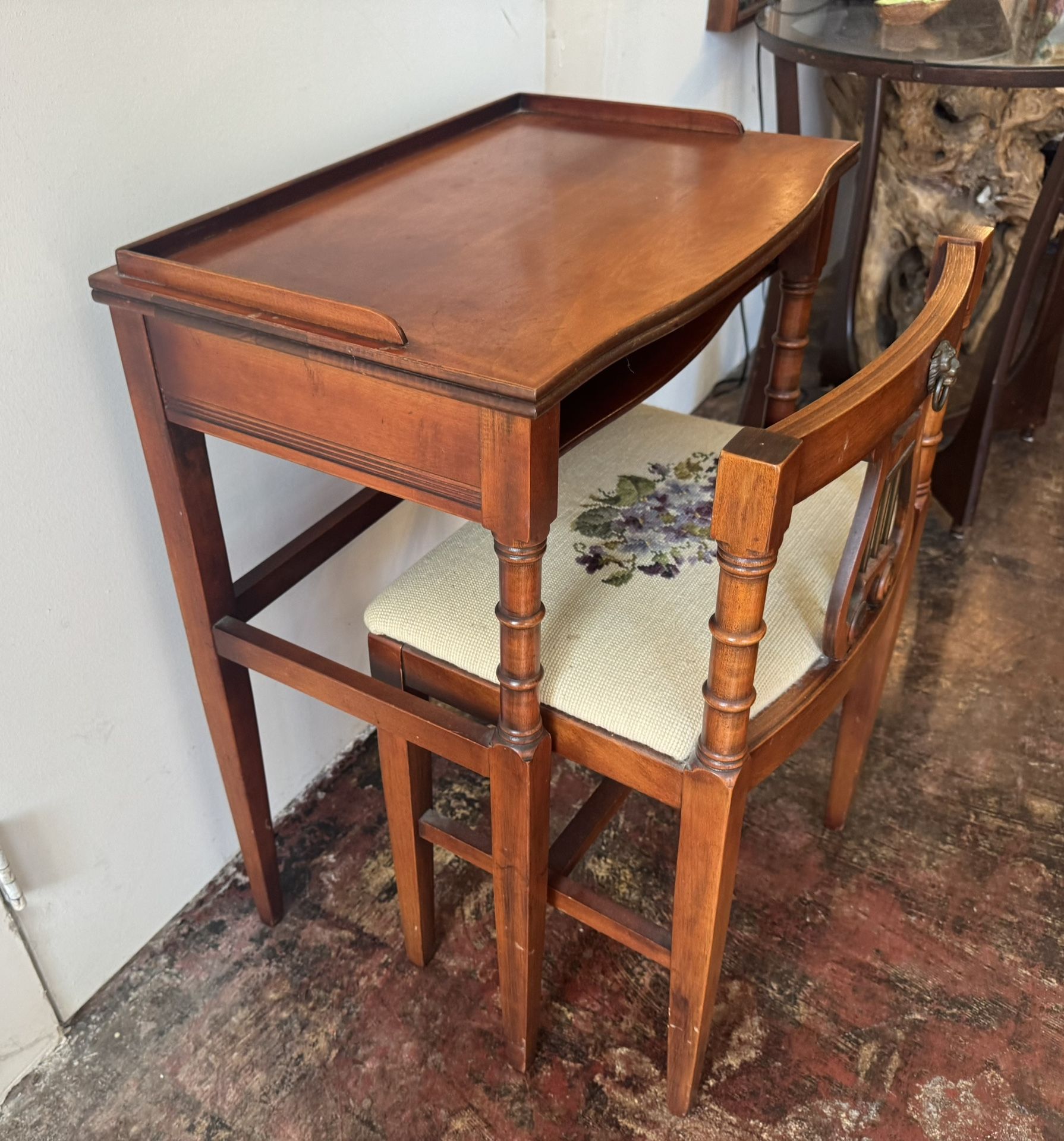 1940’s Duncan Phyfe Desk & Needlepoint Chair