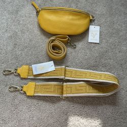 Yellow Leather Purse With Two Different Straps. READ DESCRIPTION 