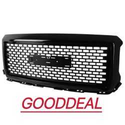 YY42 Glossy Black ABS Denali Style Square Mesh Grille GMC Sierra 1500 14-15