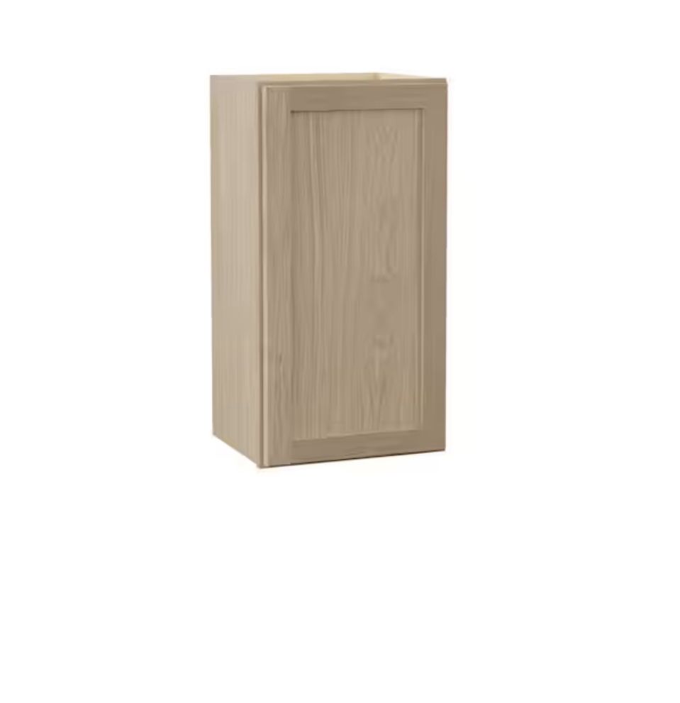Hampton Bay Sinclair 15 in. W x 12 in. D x 30 in. H Assembled Wall Cabinet in Shaker Light Oak