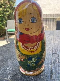 Beautiful Russian Nesting Doll Blondy With Blue Eyes 