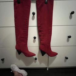 Marc Fisher Women’s Red Suede Knee high Boots 