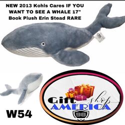 NEW 2013 Kohls Cares IF YOU WANT TO SEE A WHALE 17" Book Plush Erin Stead RARE W54