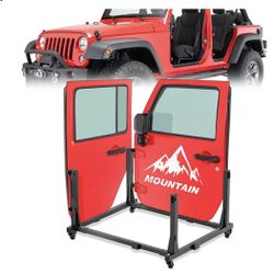 YZONA Door Storage Hanger Rack Bracket Holder Compatible with 1 Jeep Gladiator JT & Wrangler JK JKU JL JLU TJ YJ Removable Stand Cart Sliding 