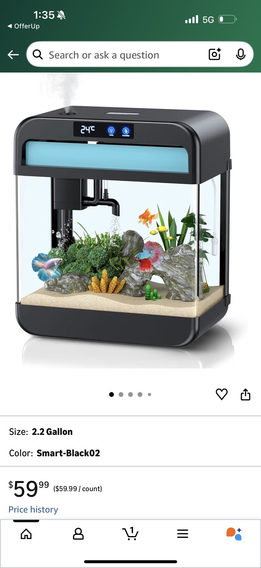 Aquarium Fish Tank 2.2 Gallon with supplies