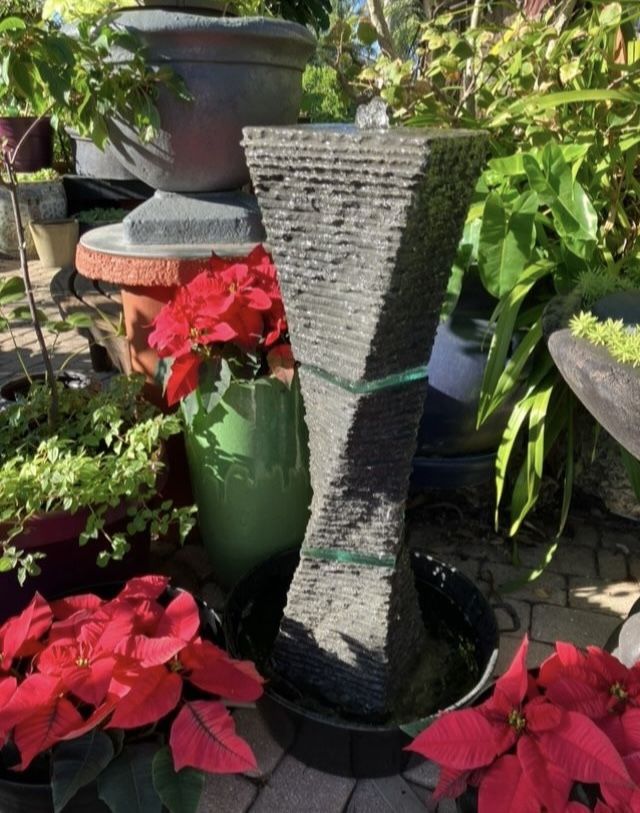 Twist Granite Water Fountain: 32”H x 9”W 