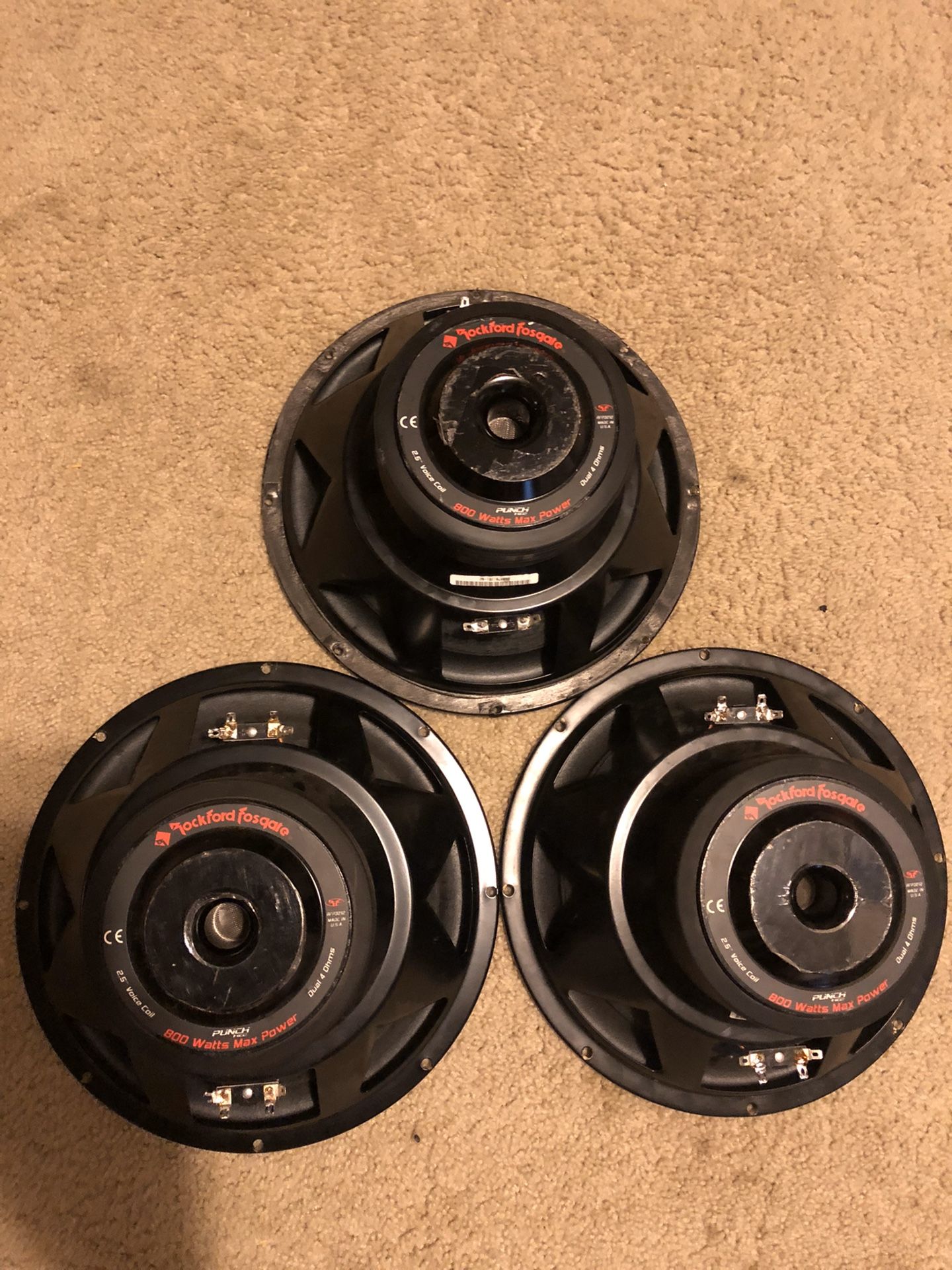 3 Rockford Fosgate HE2 12” Dual 4 ohm subwoofers for Sale in Kent, WA