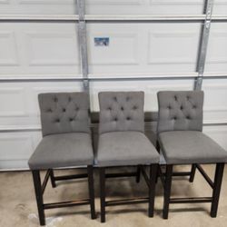 Three Grey Bar Stools