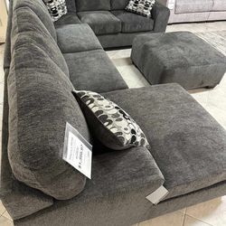 Ballinasloe Smoke Gray U Shaped Huge Sectional Sofa With Chaise 