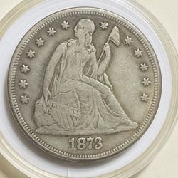 1873 CC Seated Liberty Half Dollar 50C Ungraded NO ARROWS Silver US Coin