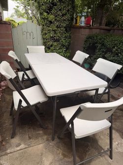 Lifetime 6FT Folding Table & 6 Chairs Set – Great Condition