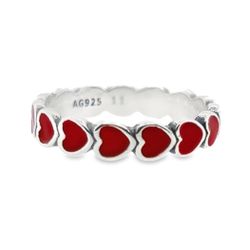 Red Heart Sterling Silver Ring