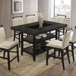 Tommy White 7-Piece Counter Height Set / Dining table and Chairs 