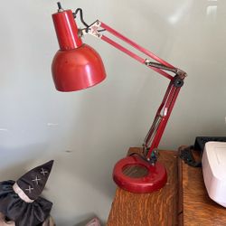 Mid century red Industrial Desk Lamp MCM