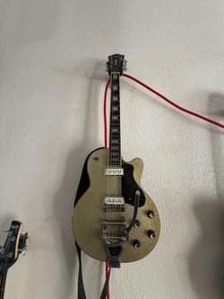 DeArmond by Guild M-75T Style Gold Sparkle Electric Guitar, USA Goldtone Pickups, Bigsby, KC Serial