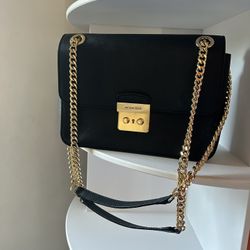 Michael Kors black and gold shoulder bag
