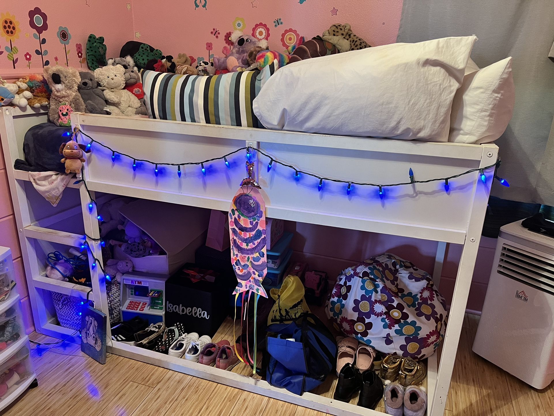 Kids Ikea White Loft bed With Storage Space