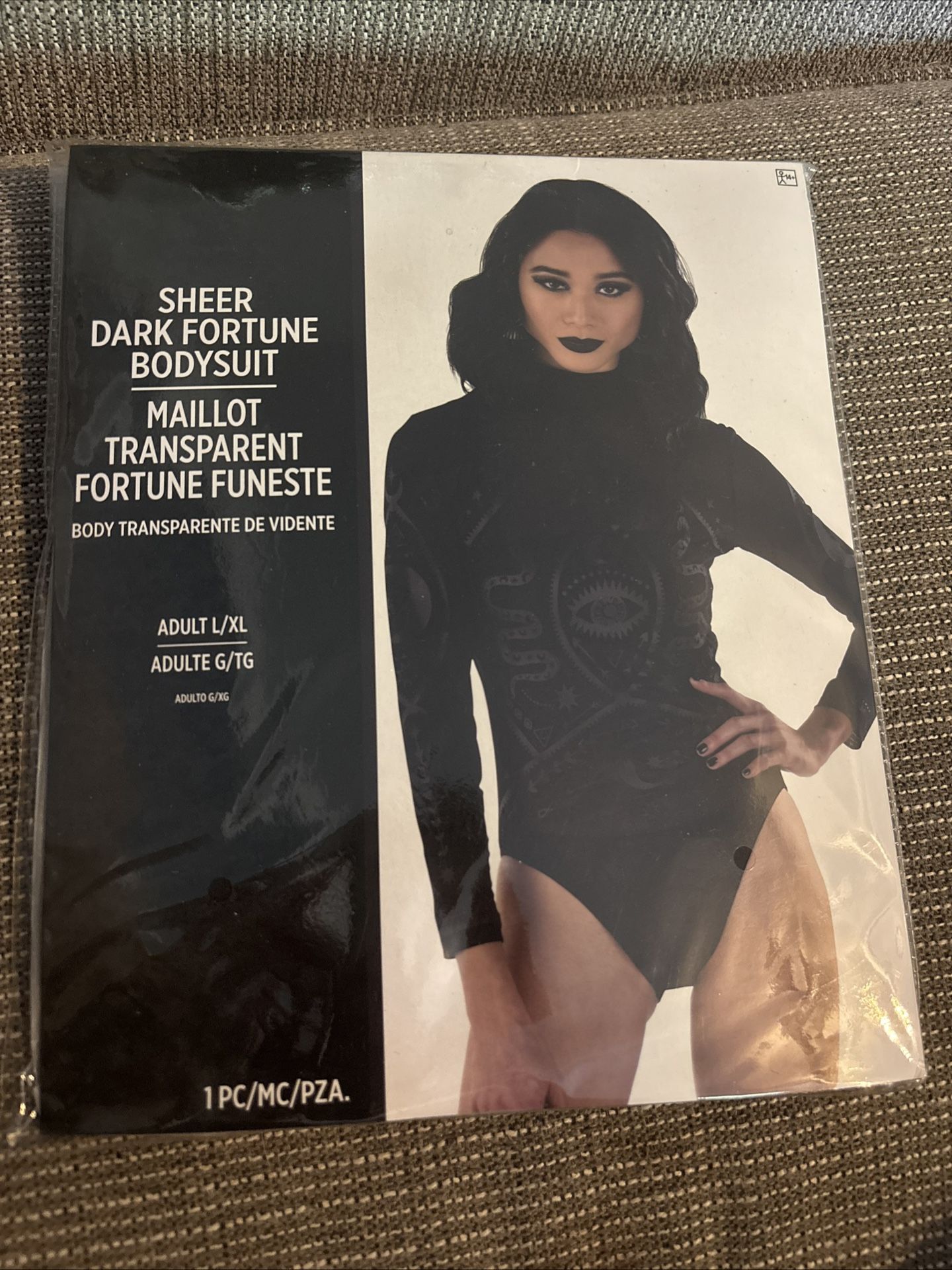 Sheer Dark Fortune L/XL Black Bodysuit from Spirit Halloween Women's costume