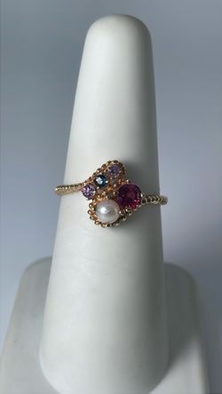 14k gold multi CZ cluster ring
