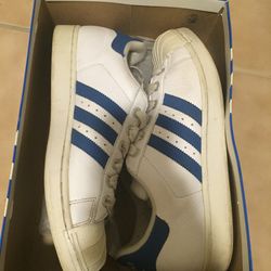 Blue white adidas superstar