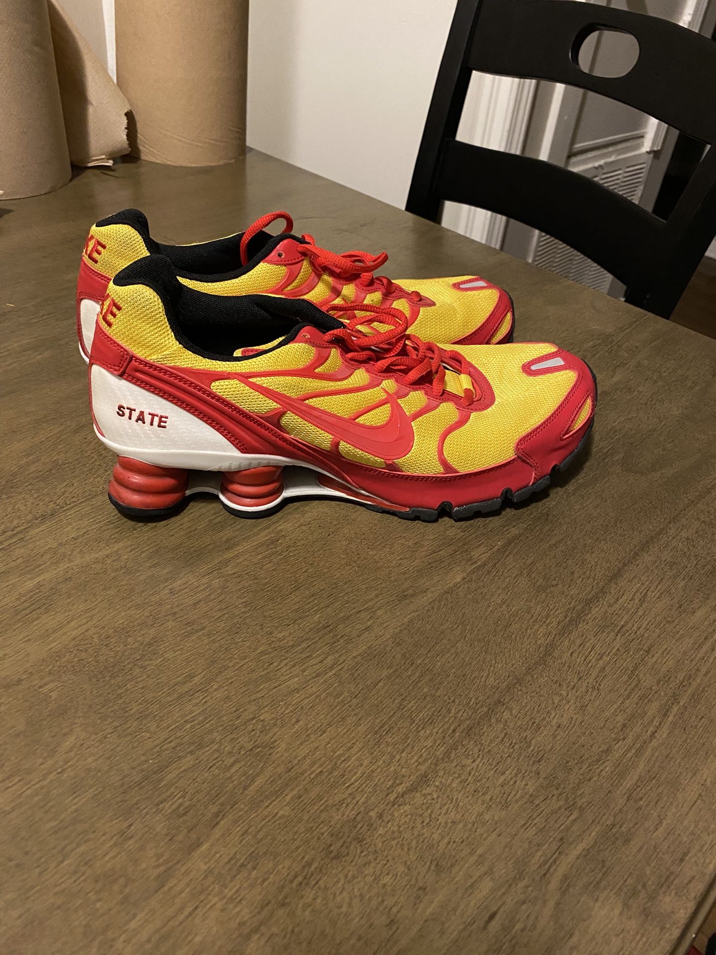 Nike Kansas City Chief Red and Yellow Shox Sneakers