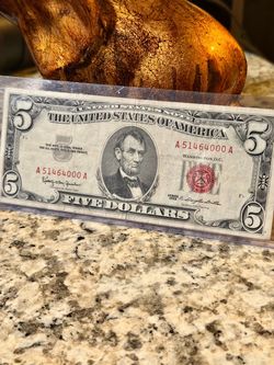 Rare 😎!! 1963 $5 Red Seal United States Note – Vintage Currency !