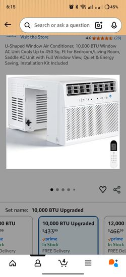U-Shaped Window Air Conditioner, 10,000 BTU Window AC Unit Cools Up to 450 Sq. Ft for Bedroom/Living Room, Saddle AC Unit with Full Window View, Quiet